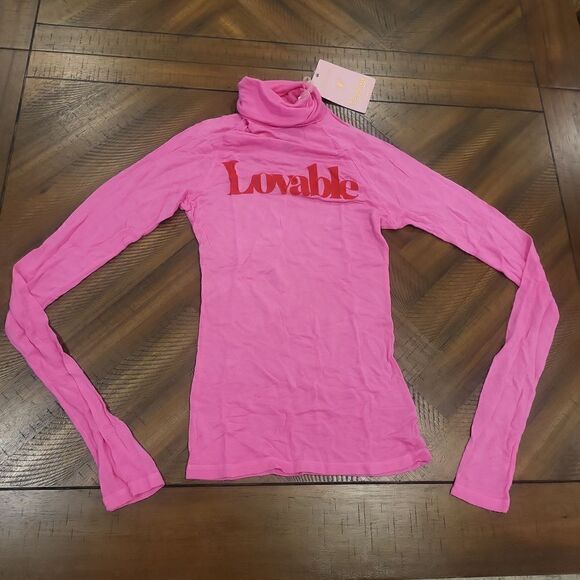 Dolls Kill x Daydream Nation Pink and Red Long Sleeve Turtleneck Medium - Picture 1 of 6